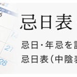 忌日表（中陰表）・年回表